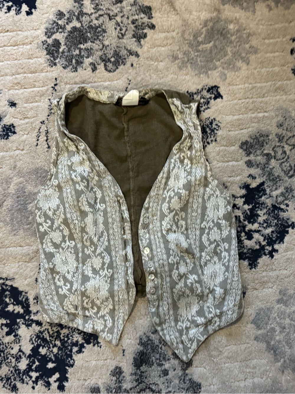 Spell Olive Green Brocade Teddy Vest